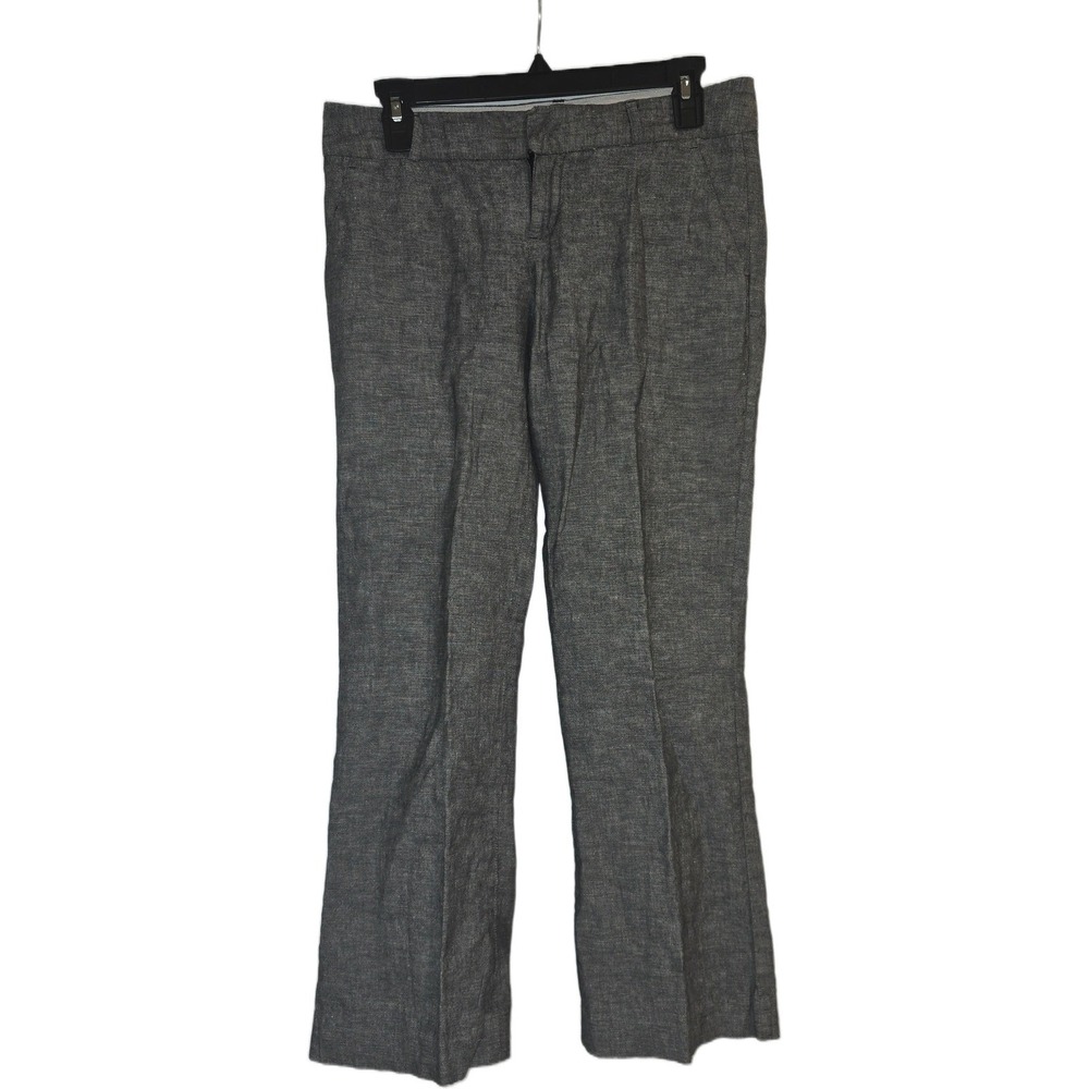 Banana Republic Martin Fit Charcoal Gray/Navy Linen Cotton Blend Trousers Size 4